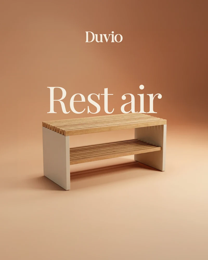 Duvio, plakát Rest air s dubovou lavicí