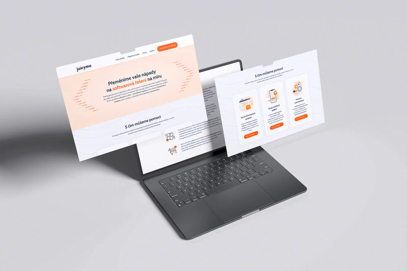 Mockup webu Juicymo na notebooku